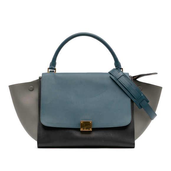 Pre-Loved Celine Medium Tricolor Leather Trapeze Satchel - Picture 1 of 12